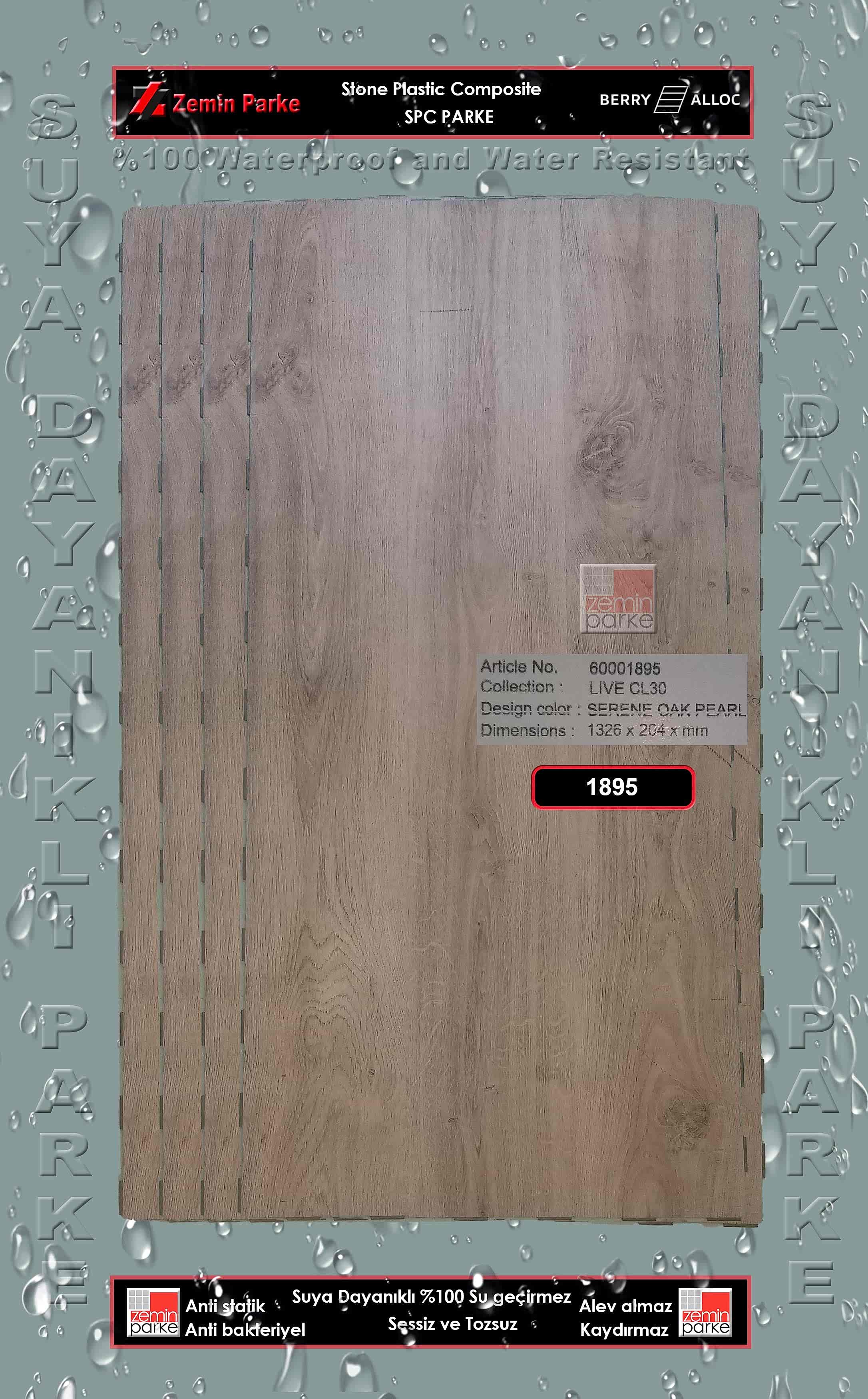 BerryAlloc Live CL30 SPC Serene Oak Pearl 1895 Suya Dayanıklı Parke